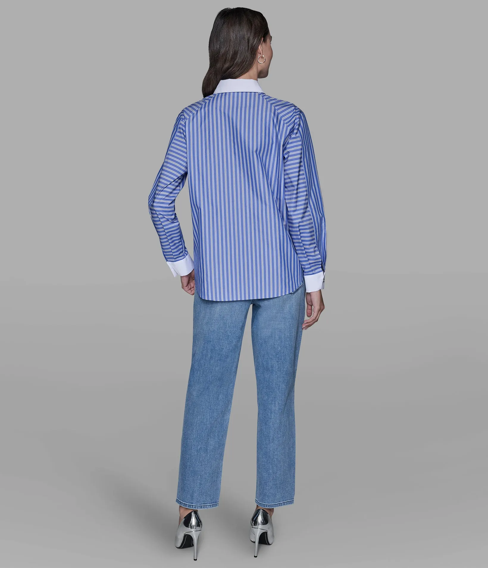 RAGLAN PINSTRIPE POPLIN SHIRT sold by Karl Lagerfeld Paris product image thumbnail 5