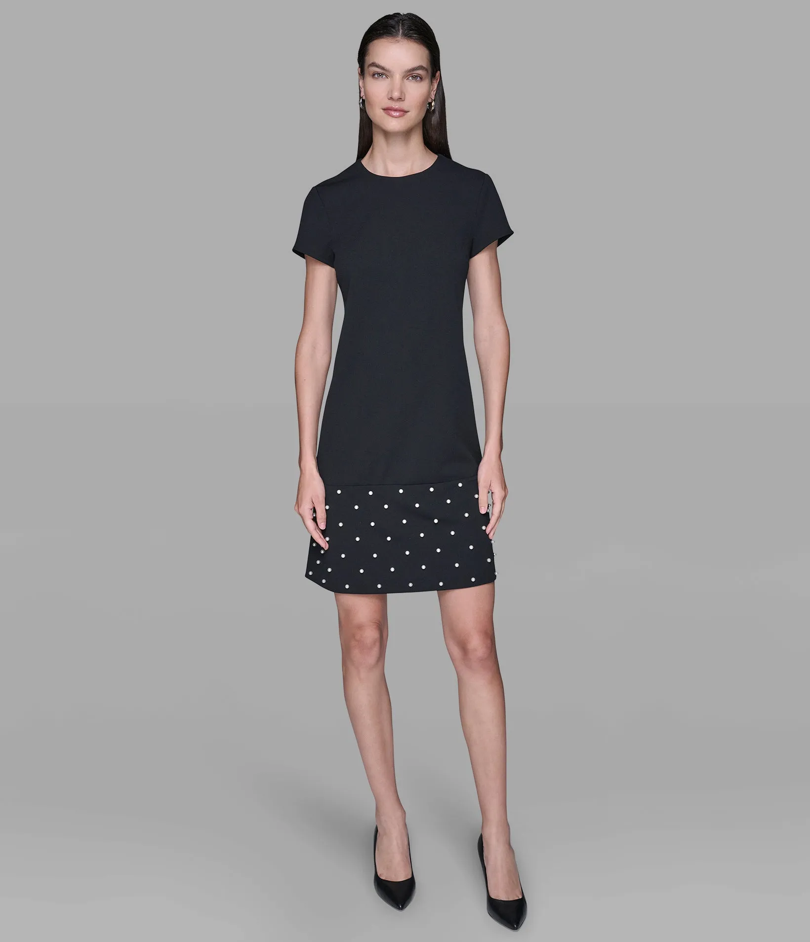 SCUBA CREPE SHEATH DRESS WITH PEARL TRIM sold by Karl Lagerfeld Paris product image thumbnail 4