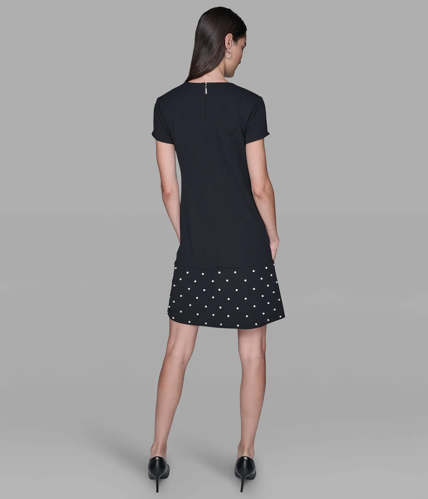 SCUBA CREPE SHEATH DRESS WITH PEARL TRIM sold by Karl Lagerfeld Paris product image thumbnail 2