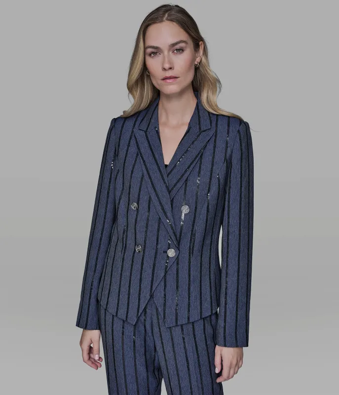 SEQUIN STRIPE DENIM BLAZER sold by Karl Lagerfeld Paris