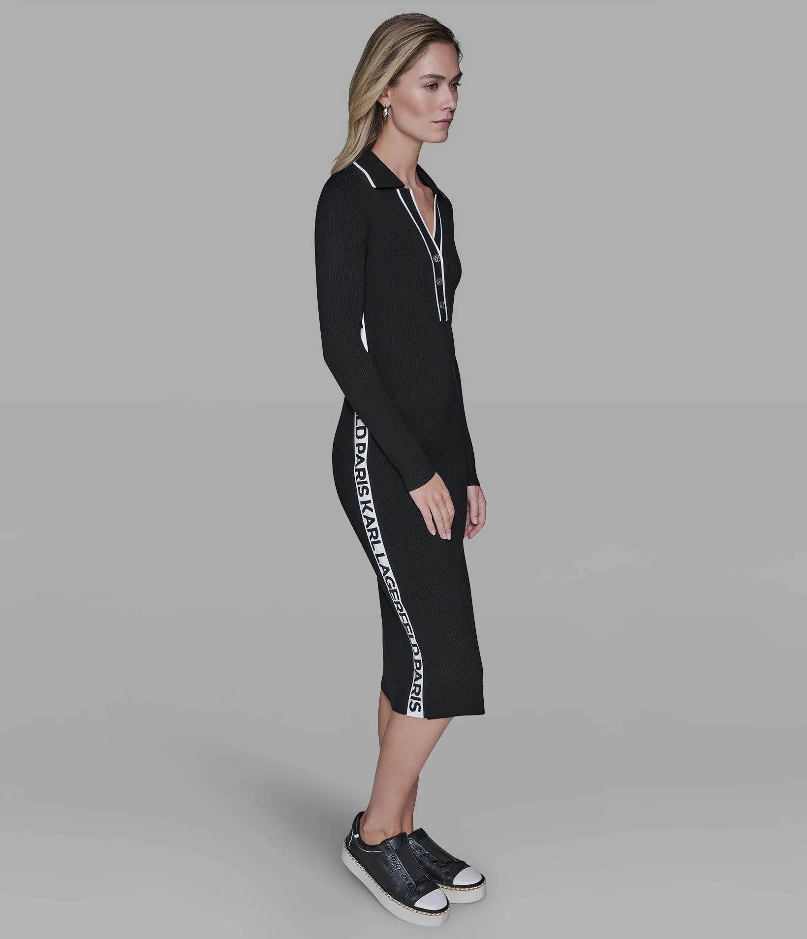 LOGO TAPE SWEATER DRESS sold by Karl Lagerfeld Paris product image thumbnail 4
