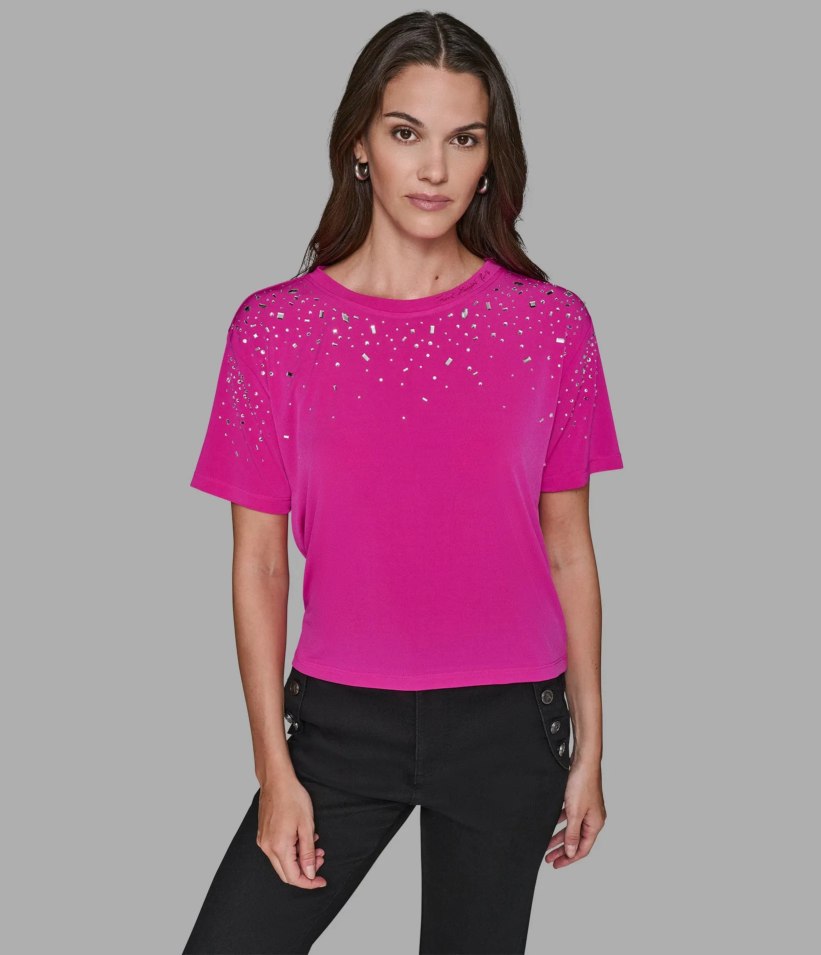 EMBELLISHED KNIT TOP sold by Karl Lagerfeld Paris