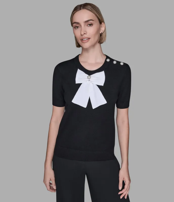 SHORT SLEEVE BOW SWEATER sold by Karl Lagerfeld Paris