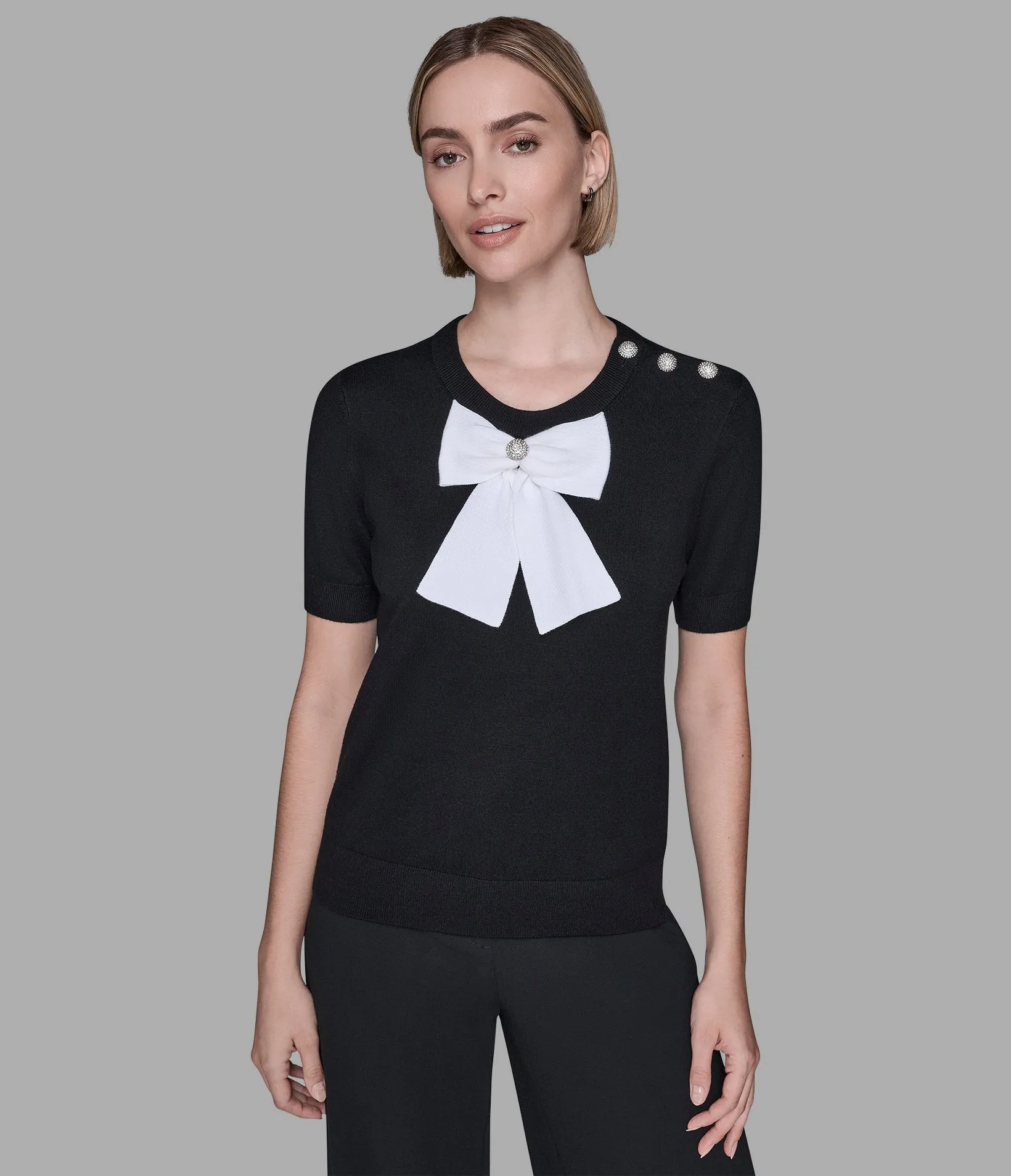SHORT SLEEVE BOW SWEATER sold by Karl Lagerfeld Paris