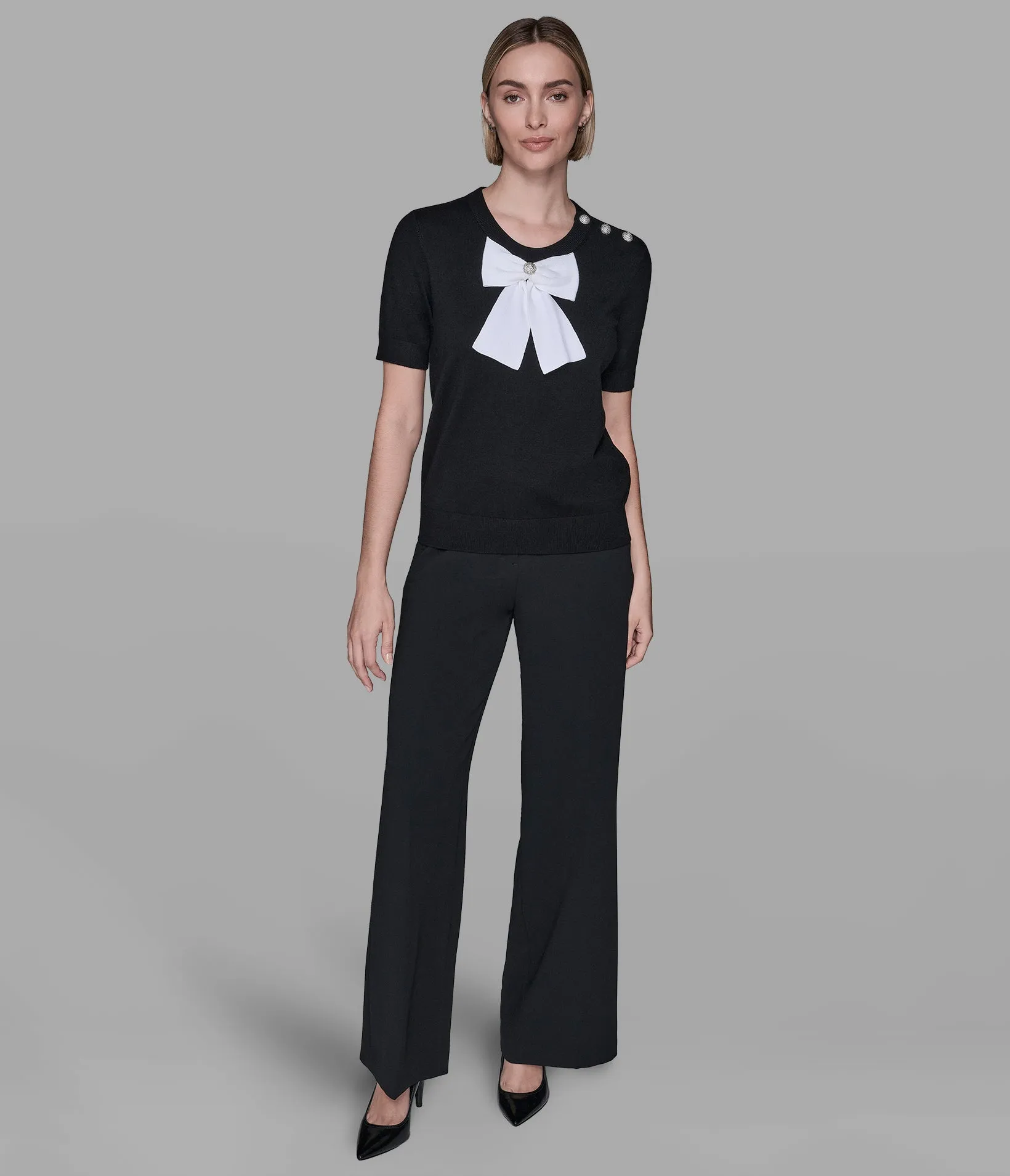 SHORT SLEEVE BOW SWEATER sold by Karl Lagerfeld Paris product image thumbnail 4