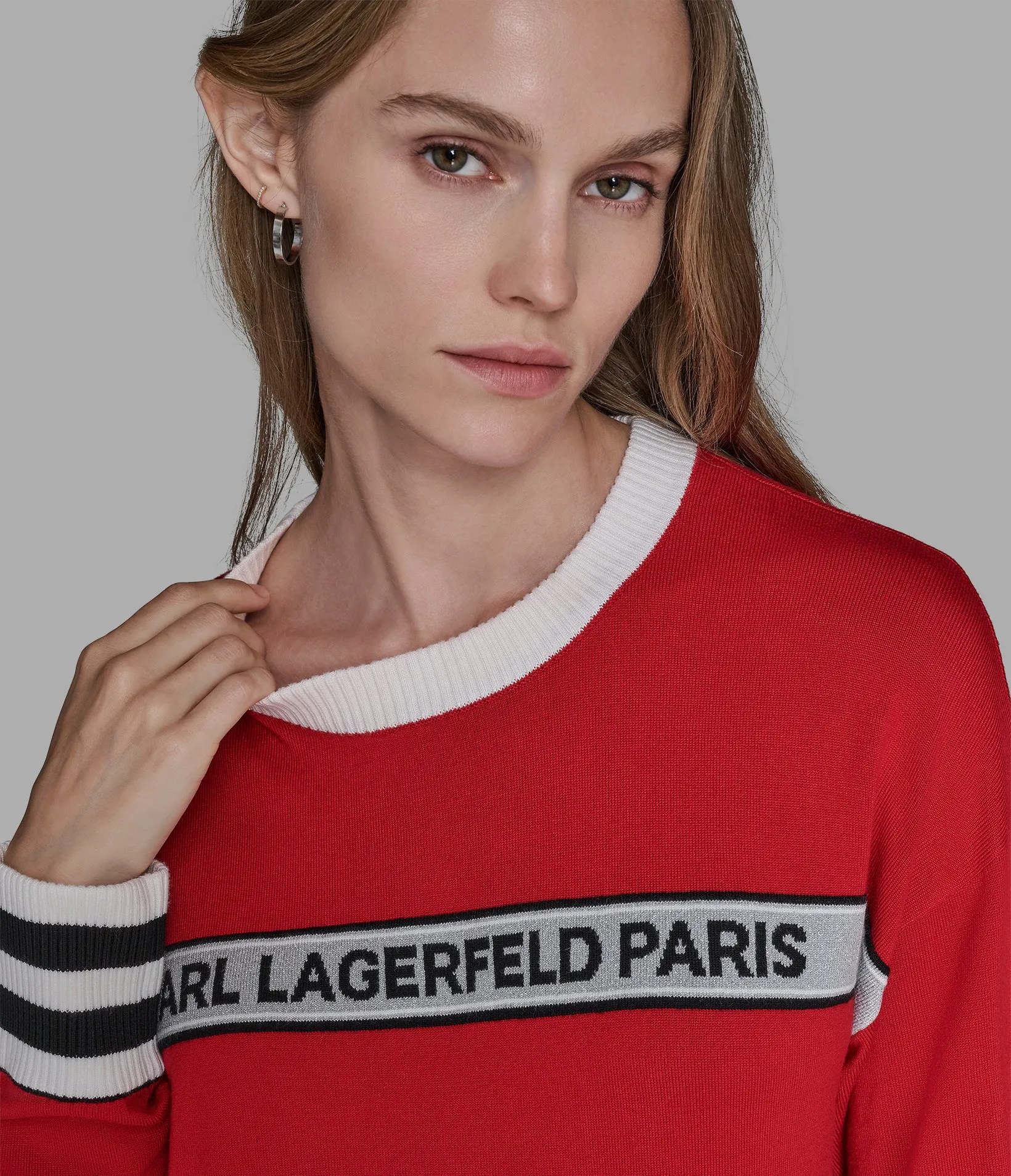 STRIPE LOGO SWEATER sold by Karl Lagerfeld Paris product image thumbnail 5