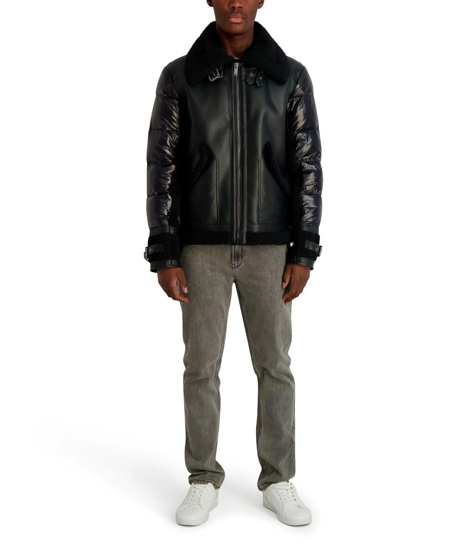 FAUX SHEARLING MIXED MEDIA JACKET sold by Karl Lagerfeld Paris product image thumbnail 4