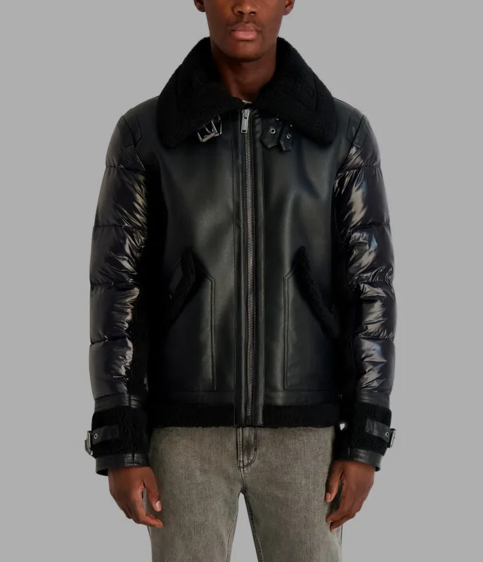 FAUX SHEARLING MIXED MEDIA JACKET sold by Karl Lagerfeld Paris