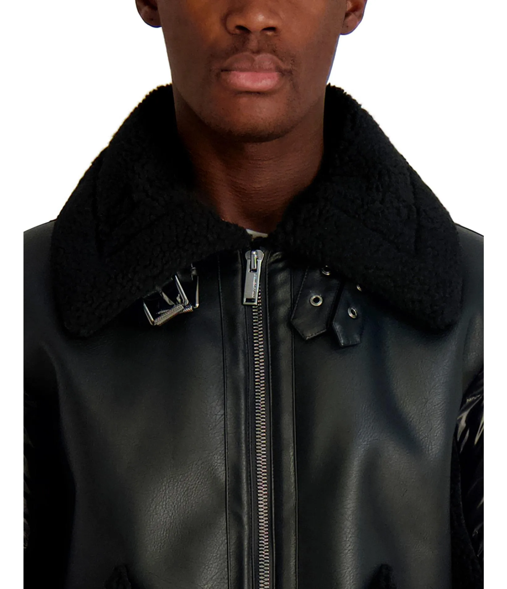 FAUX SHEARLING MIXED MEDIA JACKET sold by Karl Lagerfeld Paris product image thumbnail 5