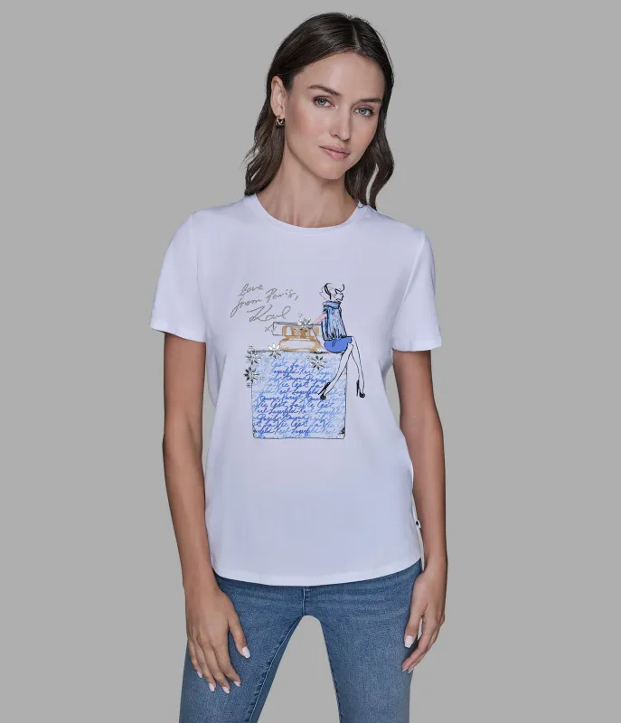 FANCY GIRL TEE - WHITE/BLUE sold by Karl Lagerfeld Paris