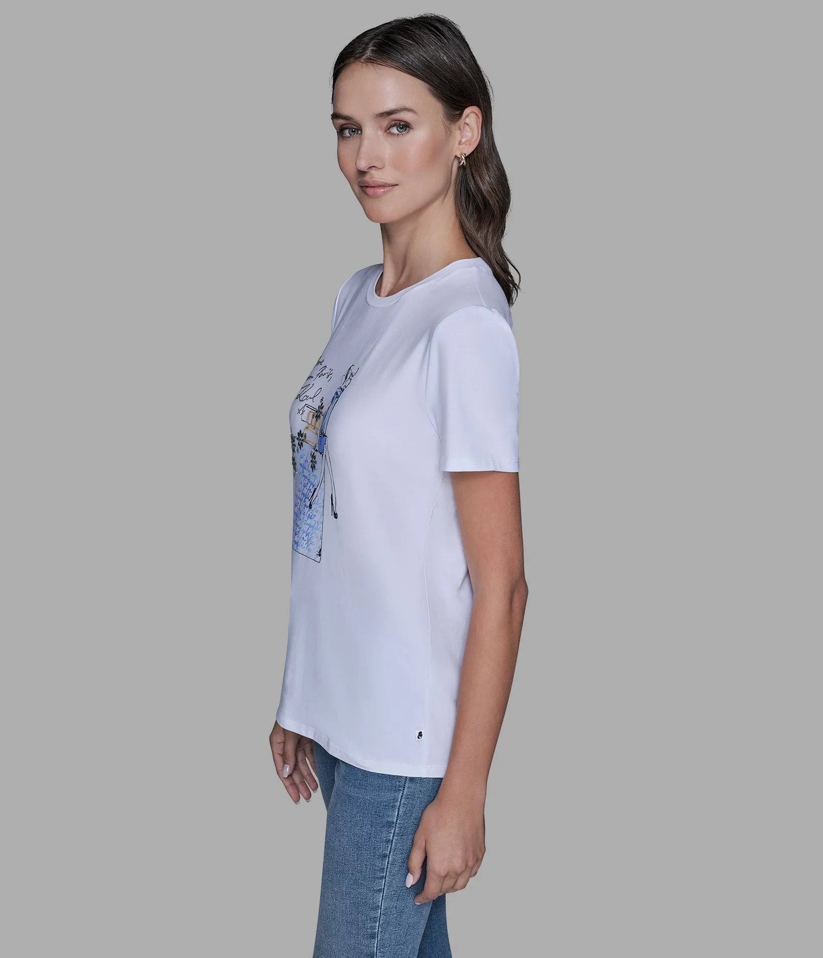 FANCY GIRL TEE - WHITE/BLUE sold by Karl Lagerfeld Paris product image thumbnail 3