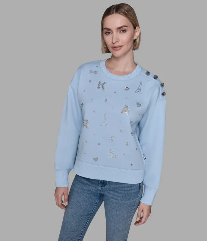 FLEECE WHIMSY SWEATSHIRT - BLACK sold by Karl Lagerfeld Paris