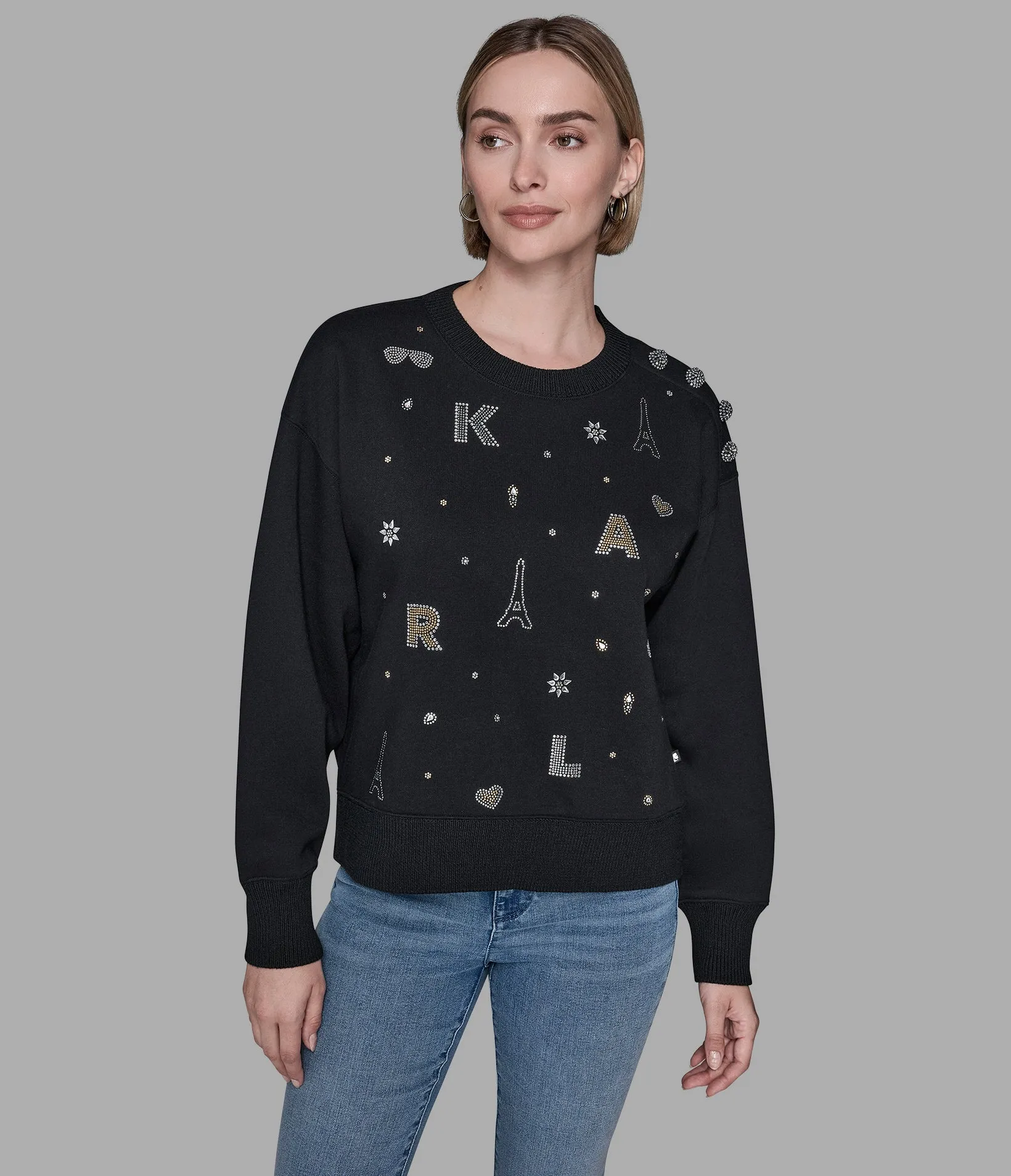 FLEECE WHIMSY SWEATSHIRT - BLACK sold by Karl Lagerfeld Paris