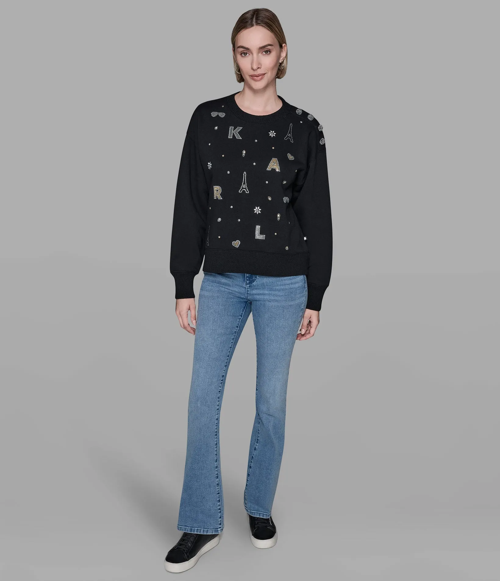 FLEECE WHIMSY SWEATSHIRT - BLACK sold by Karl Lagerfeld Paris product image thumbnail 4