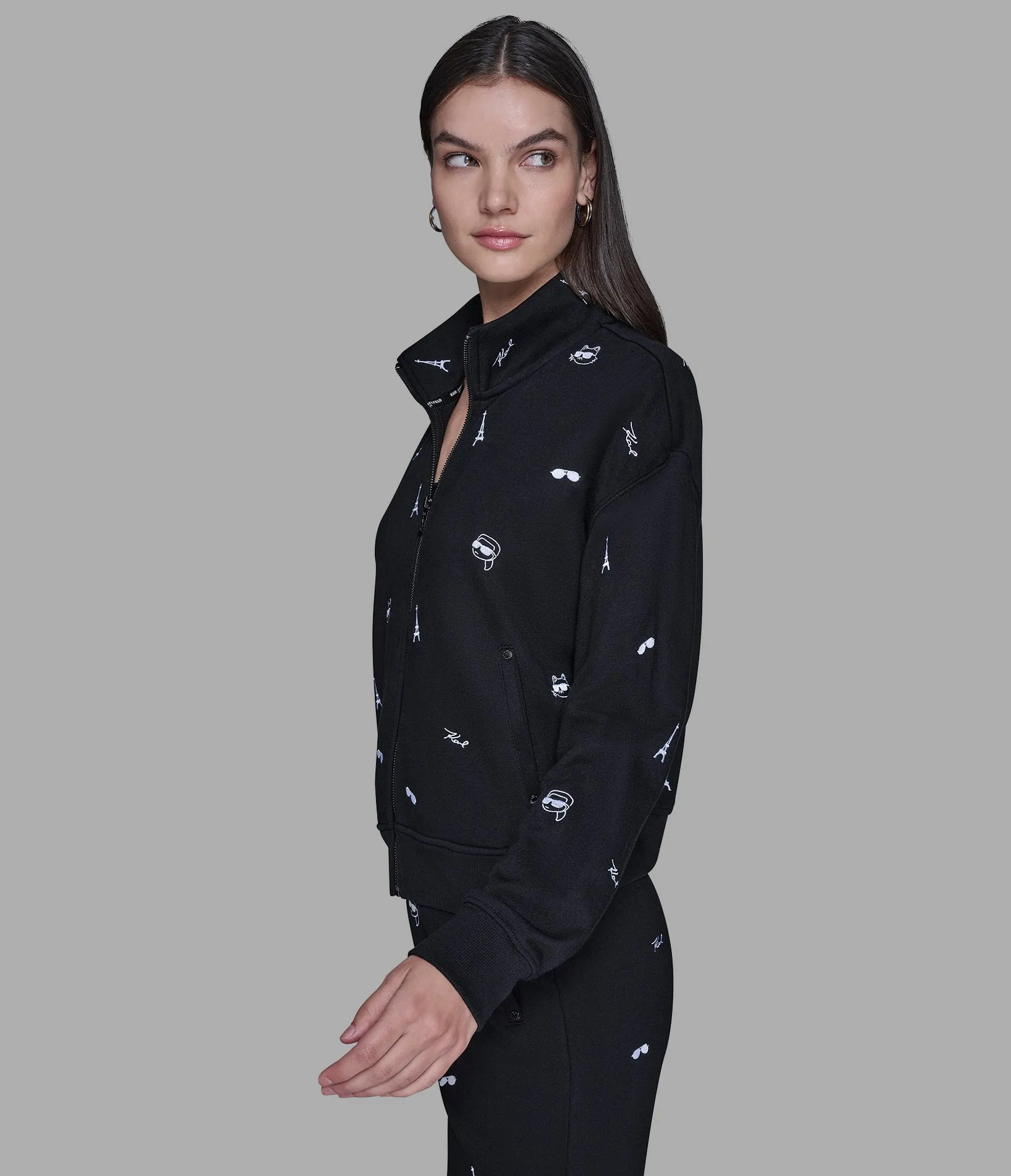 WHIMSY TRACK JACKET - BLACK sold by Karl Lagerfeld Paris product image thumbnail 3