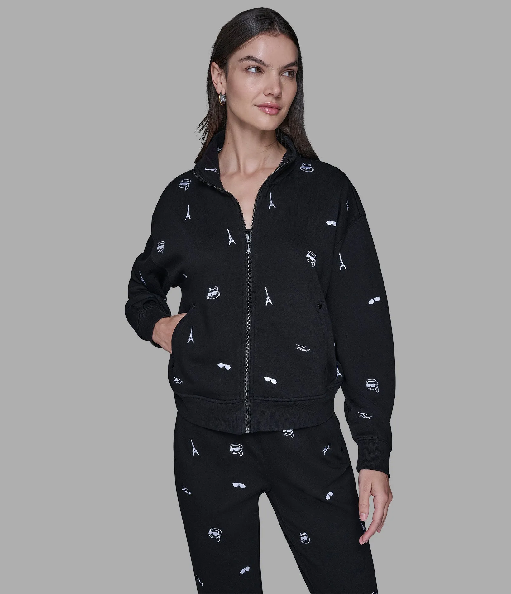 WHIMSY TRACK JACKET - BLACK sold by Karl Lagerfeld Paris