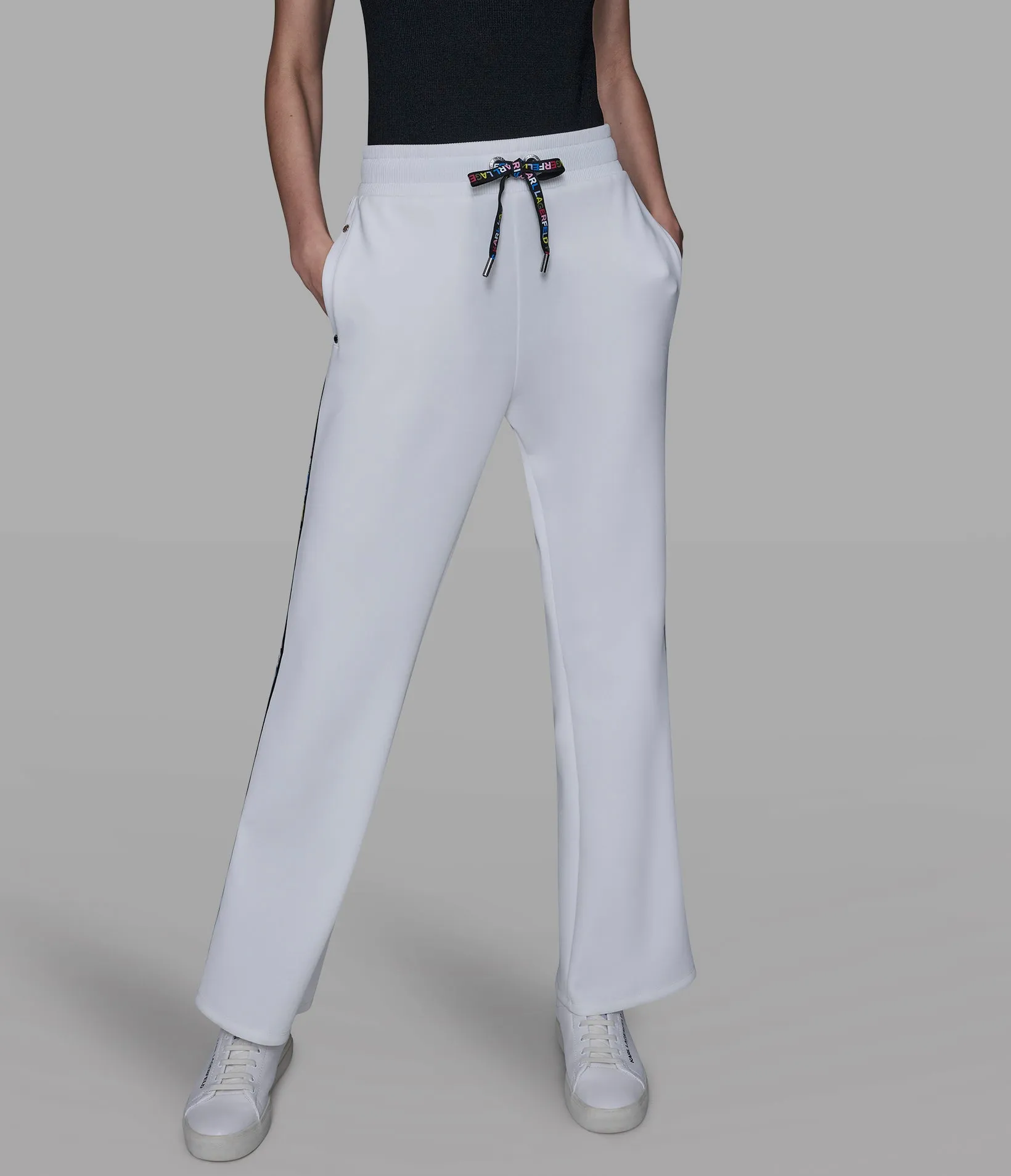 MULTI-COLOR LOGO TAPE TRACK PANT sold by Karl Lagerfeld Paris