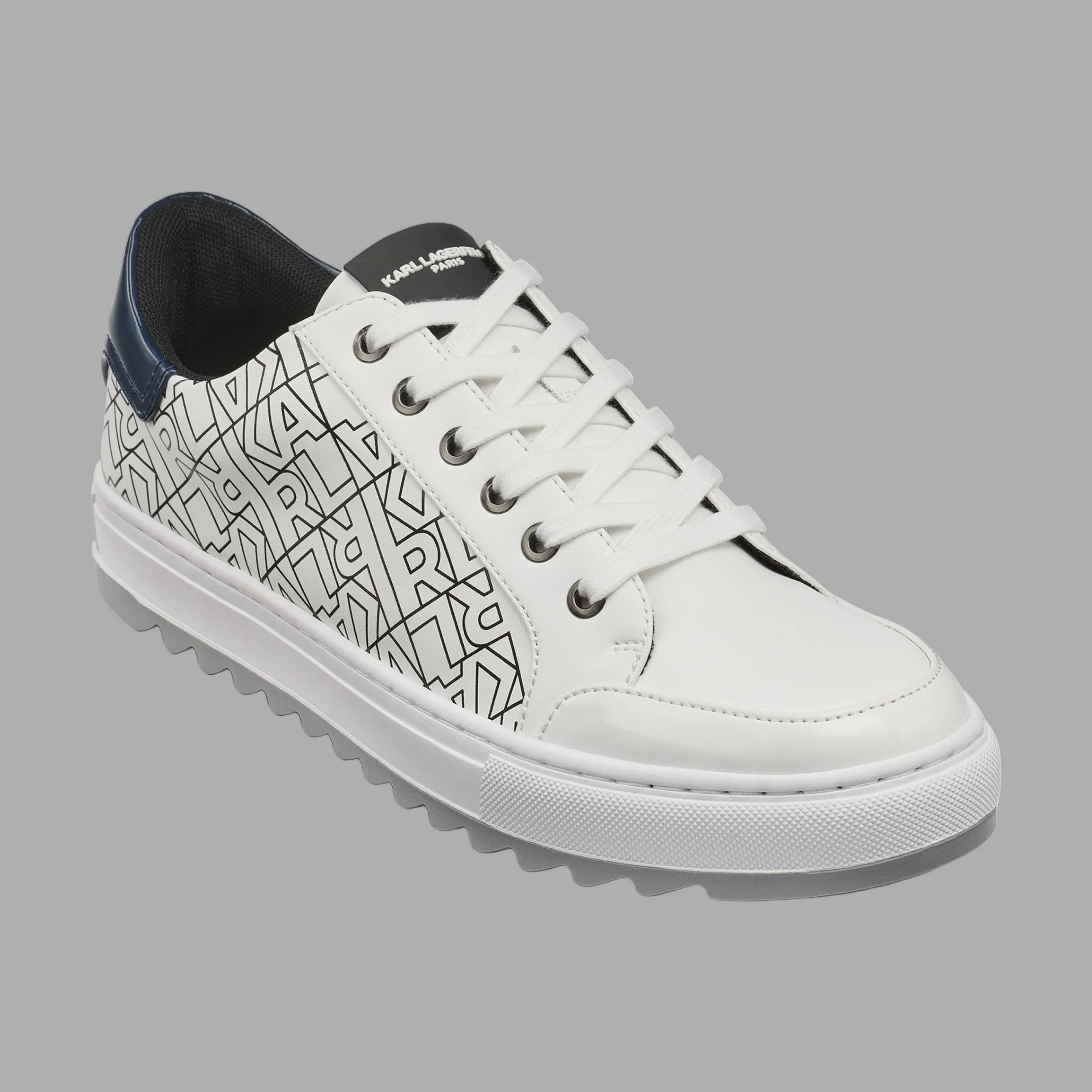 LEATHER SNEAKER WITH PATENT DETAILING AND SIDE LOGO sold by Karl Lagerfeld Paris product image thumbnail 2