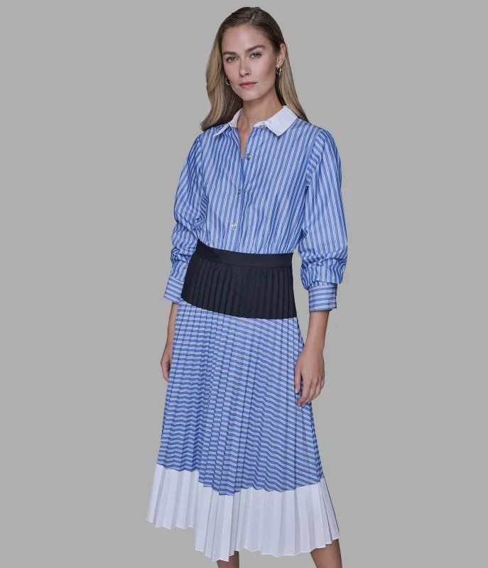 COLORBLOCK POPLIN MIDI DRESS sold by Karl Lagerfeld Paris