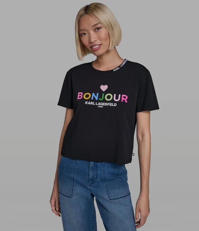 BONJOUR LOGO TEE sold by Karl Lagerfeld Paris