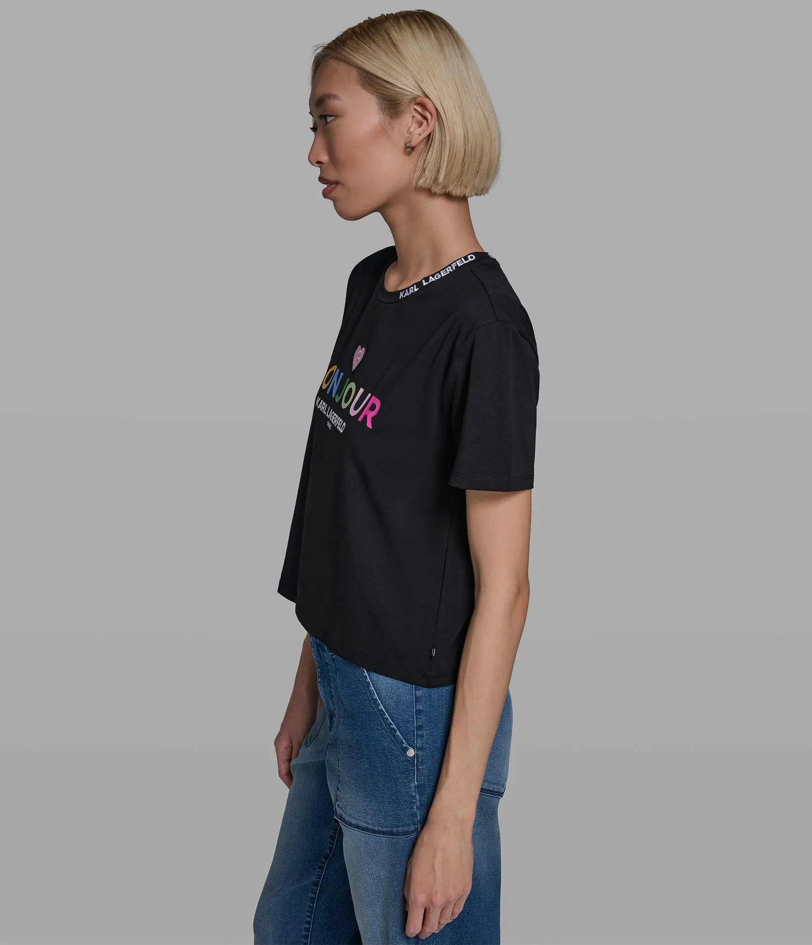 BONJOUR LOGO TEE sold by Karl Lagerfeld Paris product image thumbnail 3