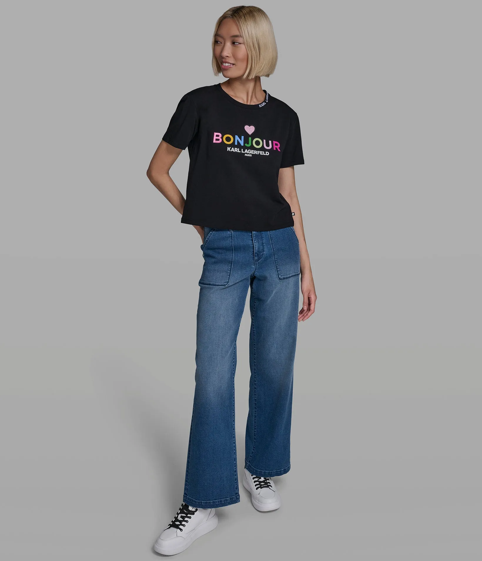 BONJOUR LOGO TEE sold by Karl Lagerfeld Paris product image thumbnail 4