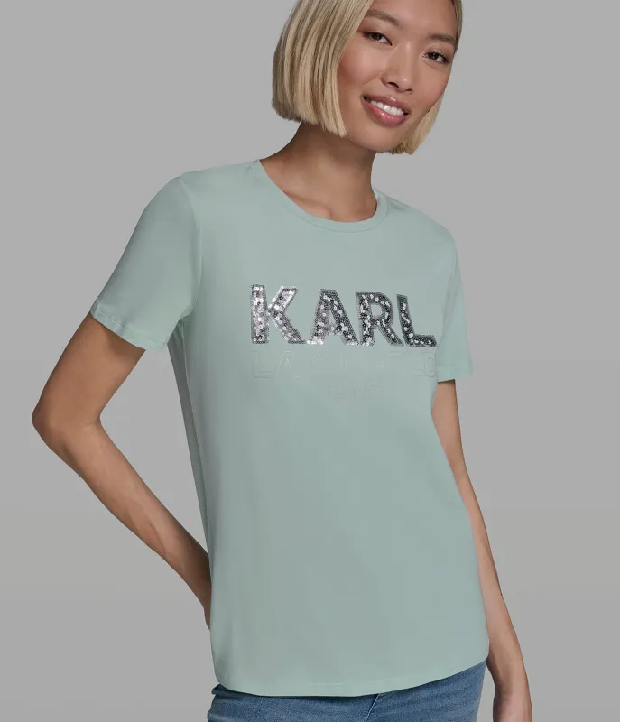 SEQUIN KARL LOGO TEE sold by Karl Lagerfeld Paris