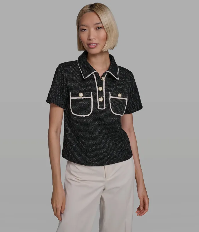 KNIT TWEED POLO sold by Karl Lagerfeld Paris
