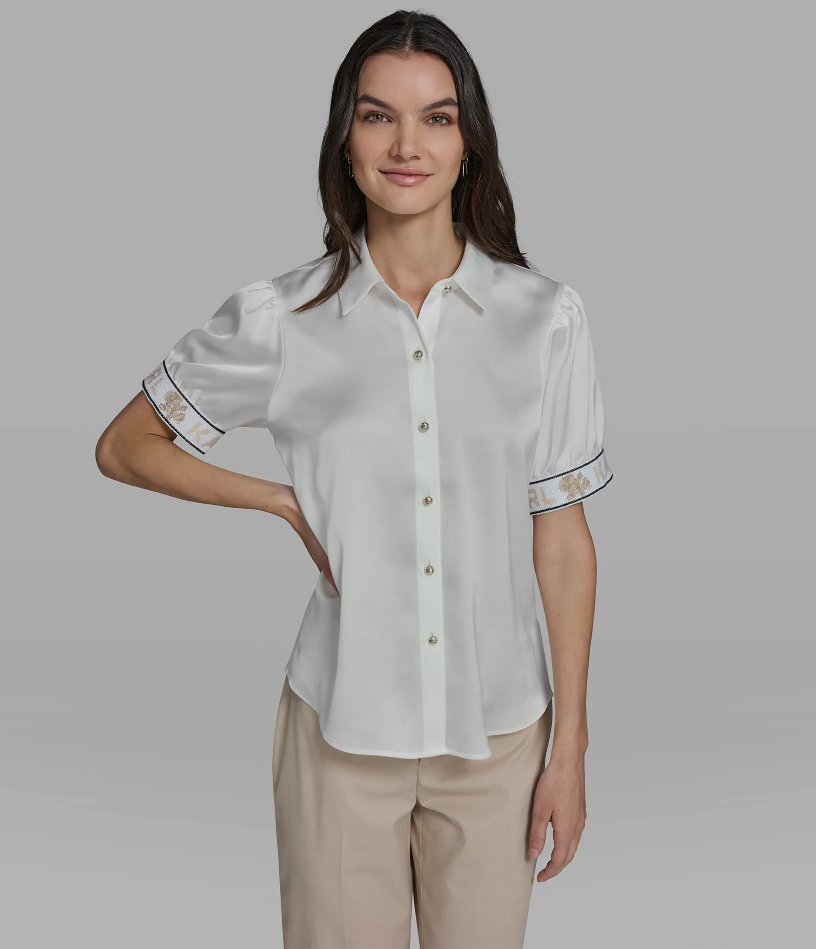 KARL CUFF LOGO BLOUSE sold by Karl Lagerfeld Paris product image thumbnail 5