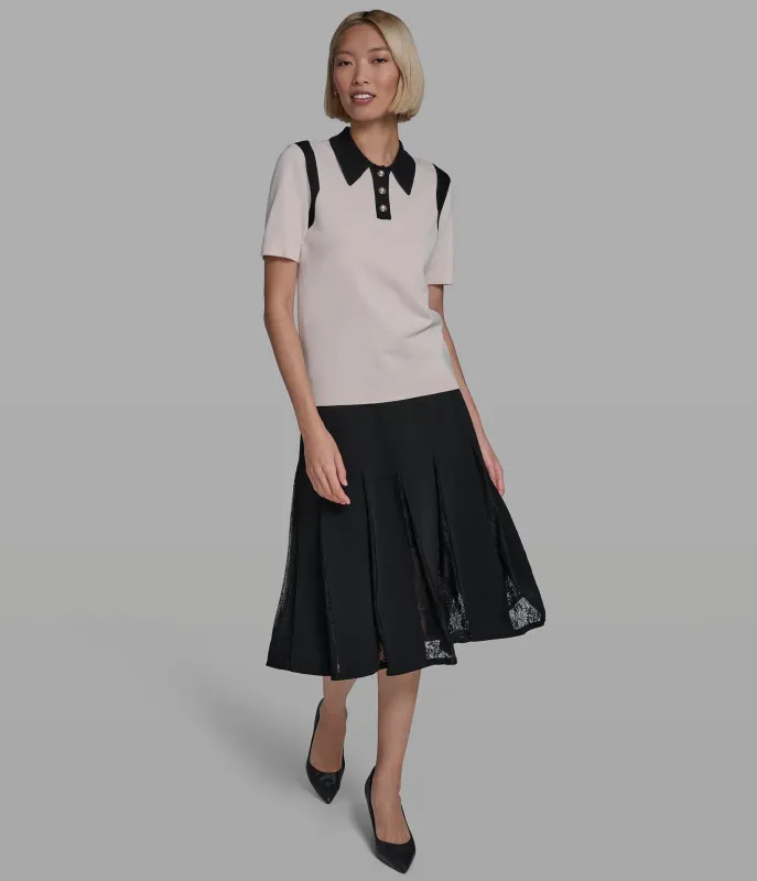 COLORBLOCKED POLO SWEATER sold by Karl Lagerfeld Paris