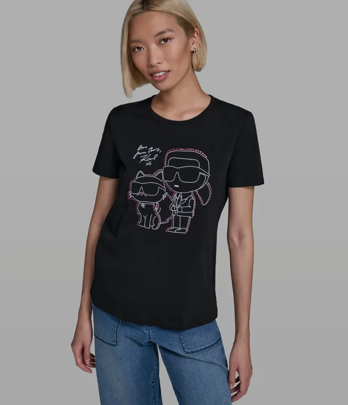 EMBELLISHED DUO OUTLINE TEE sold by Karl Lagerfeld Paris