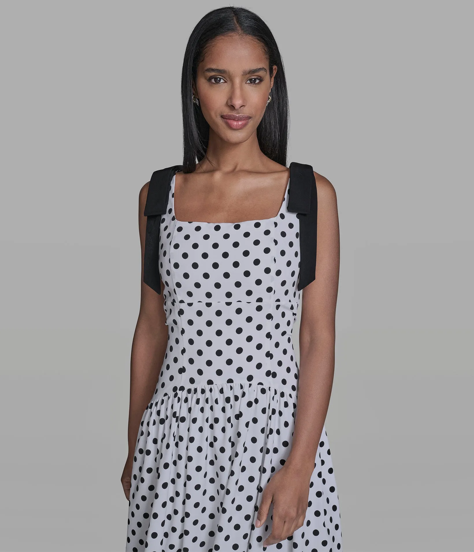 BOW STRAP POLKA DOT MIDI DRESS sold by Karl Lagerfeld Paris product image thumbnail 4