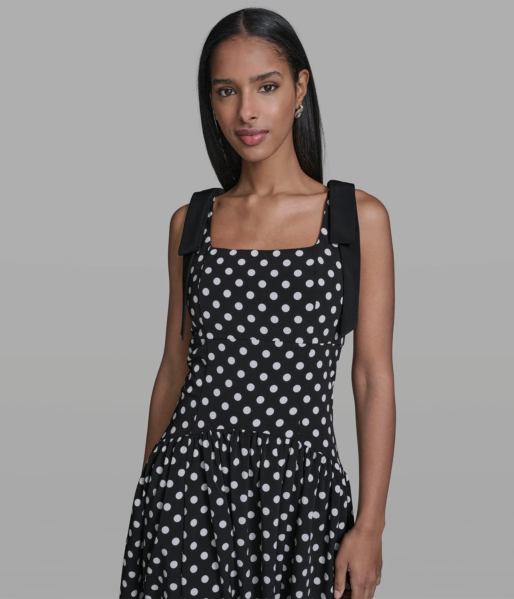 BOW STRAP POLKA DOT MIDI DRESS sold by Karl Lagerfeld Paris product image thumbnail 4