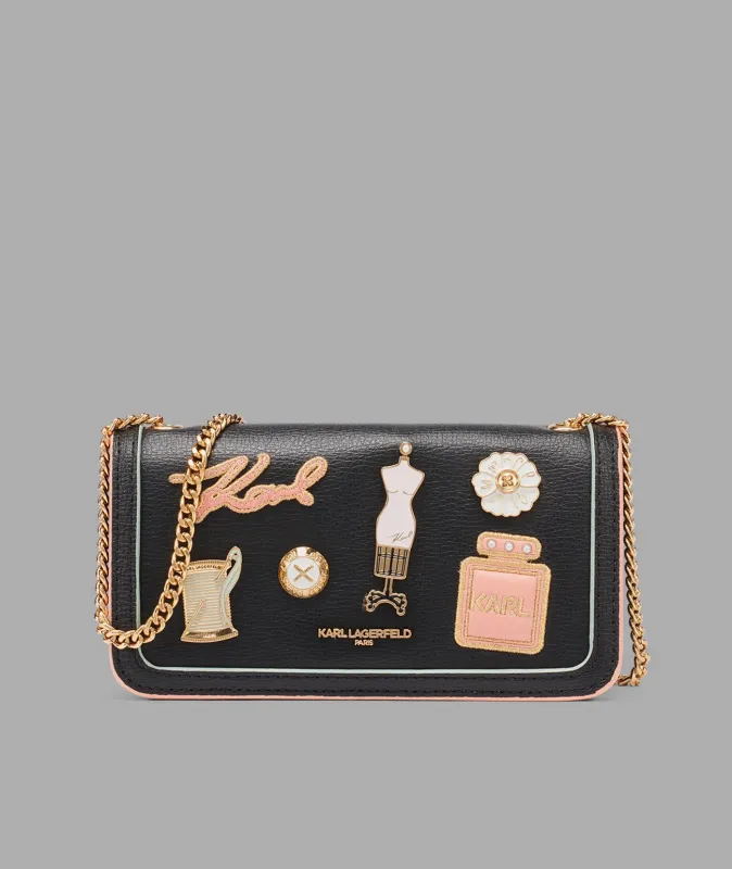 KOSETTE SHOULDER BAG WITH OVERSIZED FASHION PINS sold by Karl Lagerfeld Paris