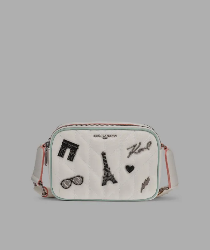 MAYBELLE CROSSBODY WITH PARIS PINS sold by Karl Lagerfeld Paris