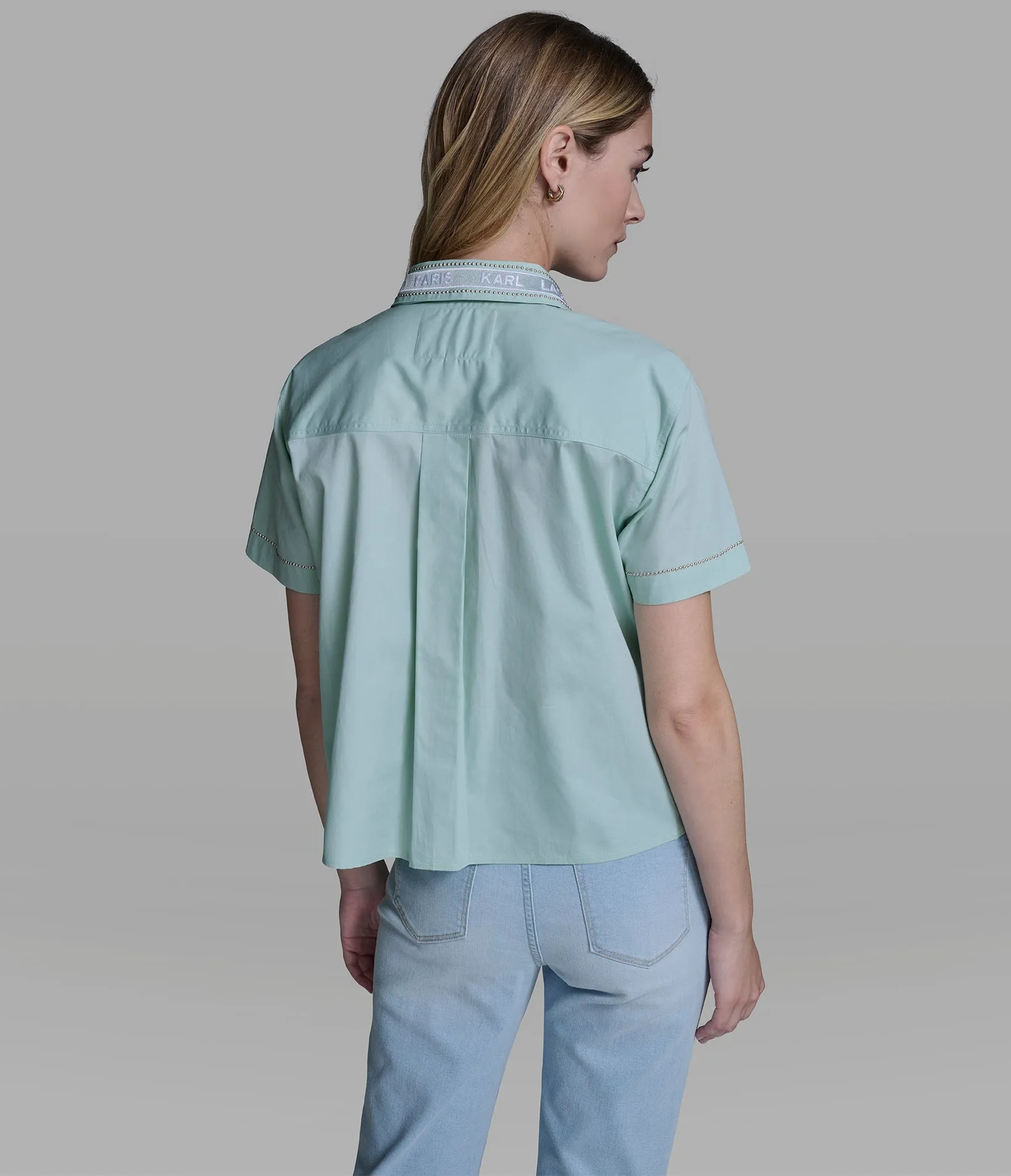 COTTON-POPLIN LOGO EMBROIDERED CAMP SHIRT sold by Karl Lagerfeld Paris product image thumbnail 2