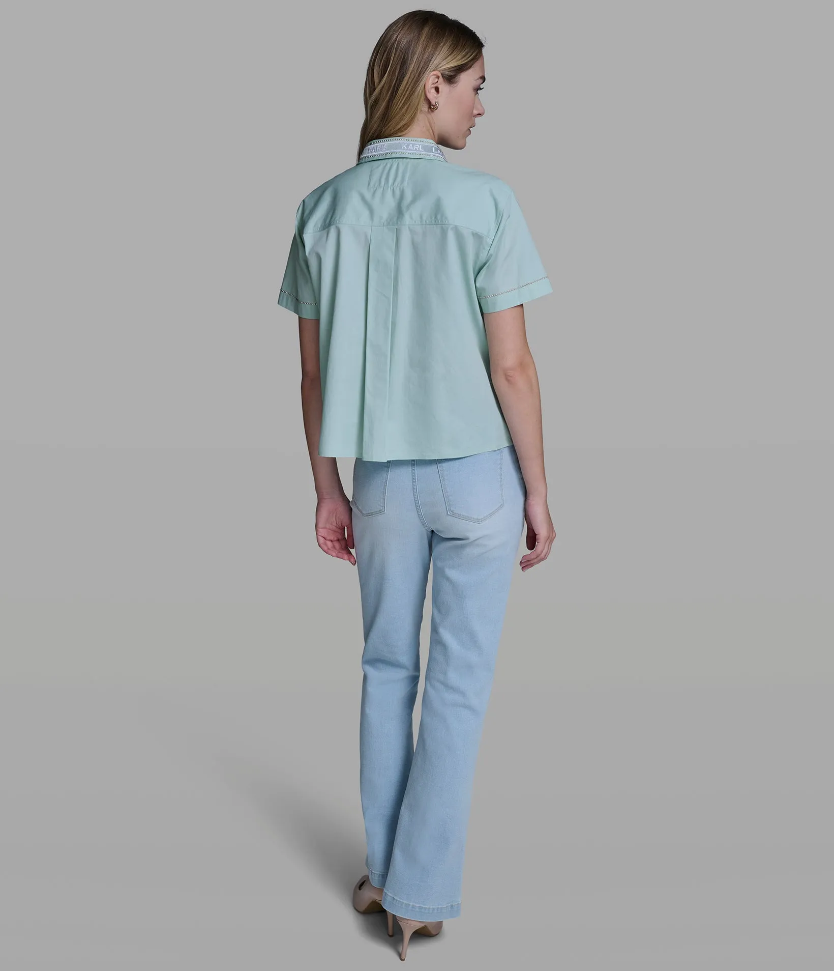 COTTON-POPLIN LOGO EMBROIDERED CAMP SHIRT sold by Karl Lagerfeld Paris product image thumbnail 5