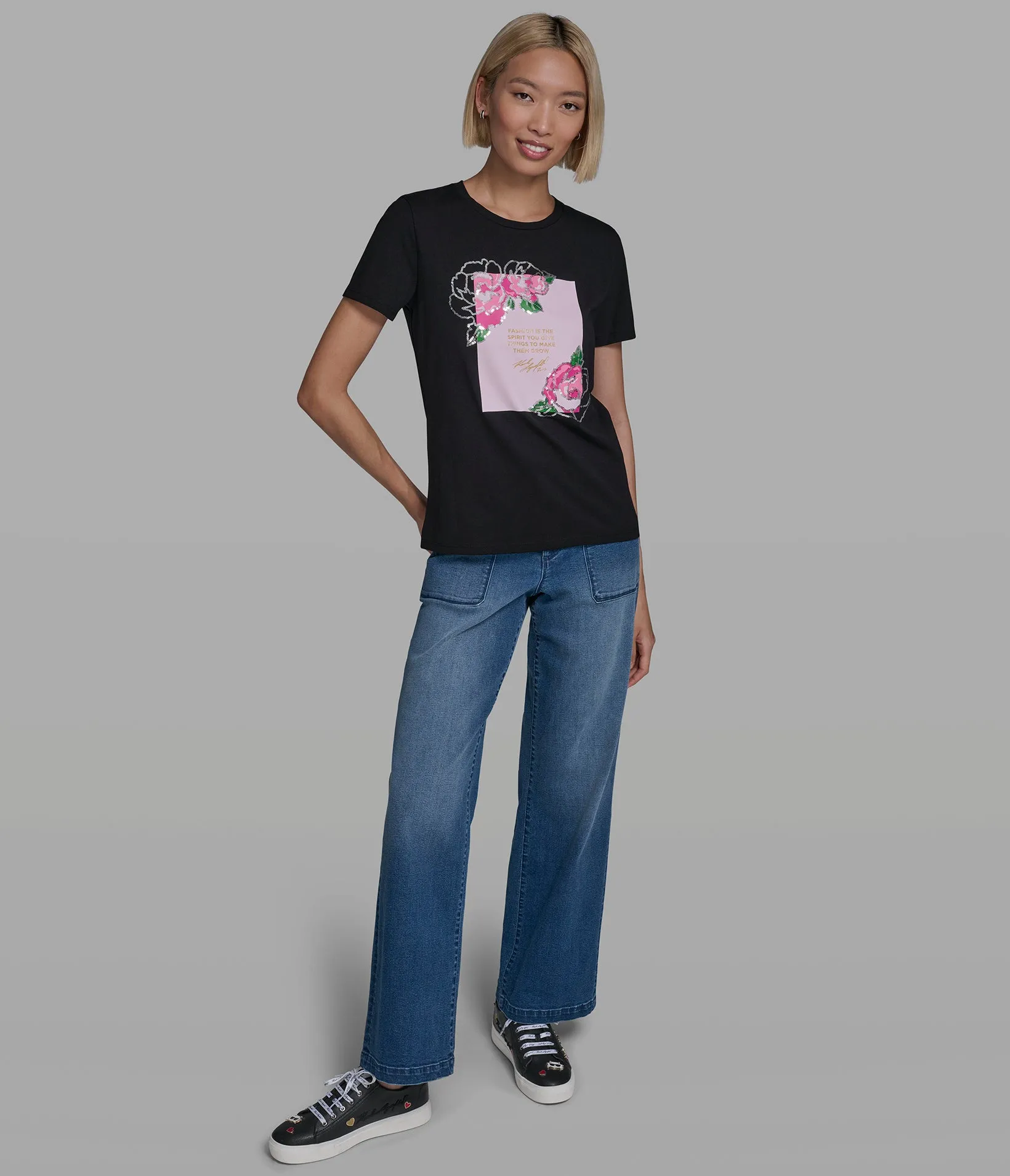 FLORAL QUOTE LOGO TEE sold by Karl Lagerfeld Paris product image thumbnail 4