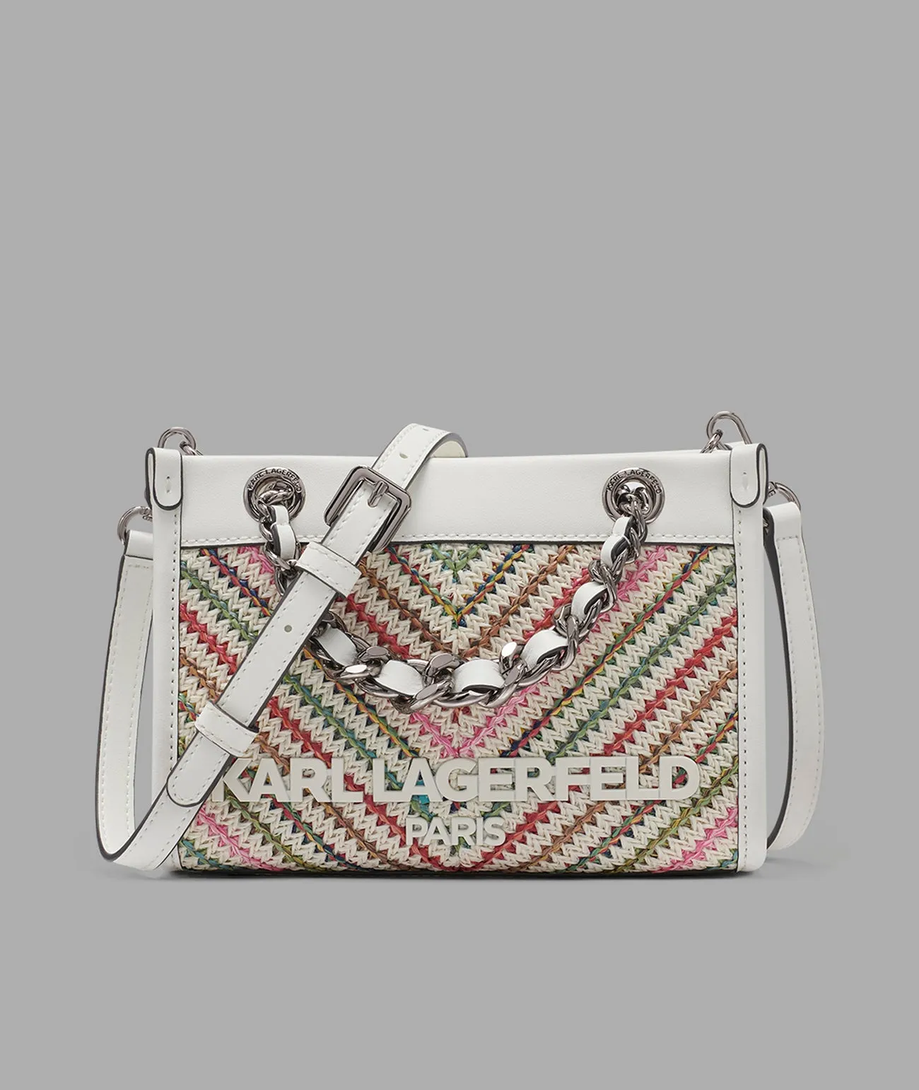 SAVOIE RAFFIA MINI CROSSBODY WITH CHAIN STRAP sold by Karl Lagerfeld Paris