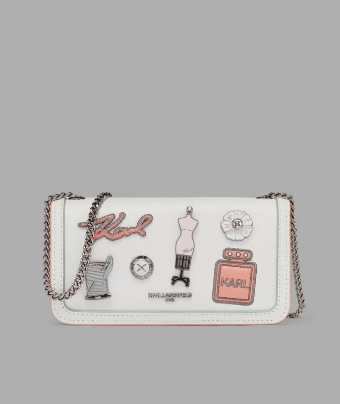 KOSETTE SHOULDER BAG WITH OVERSIZED FASHION PINS sold by Karl Lagerfeld Paris