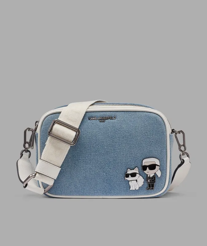 MAYBELLE DENIM CROSSBODY WITH DUO PIN made by Karl Lagerfeld Paris