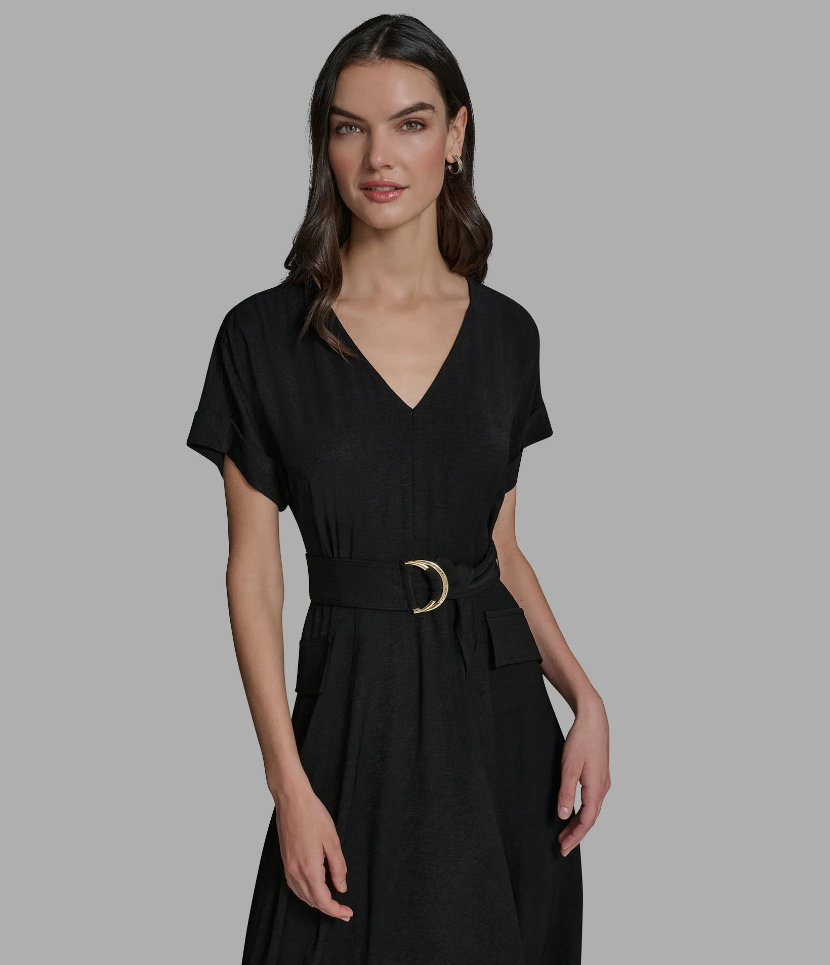 MIDI HI-LOW UTILITY DRESS sold by Karl Lagerfeld Paris product image thumbnail 4