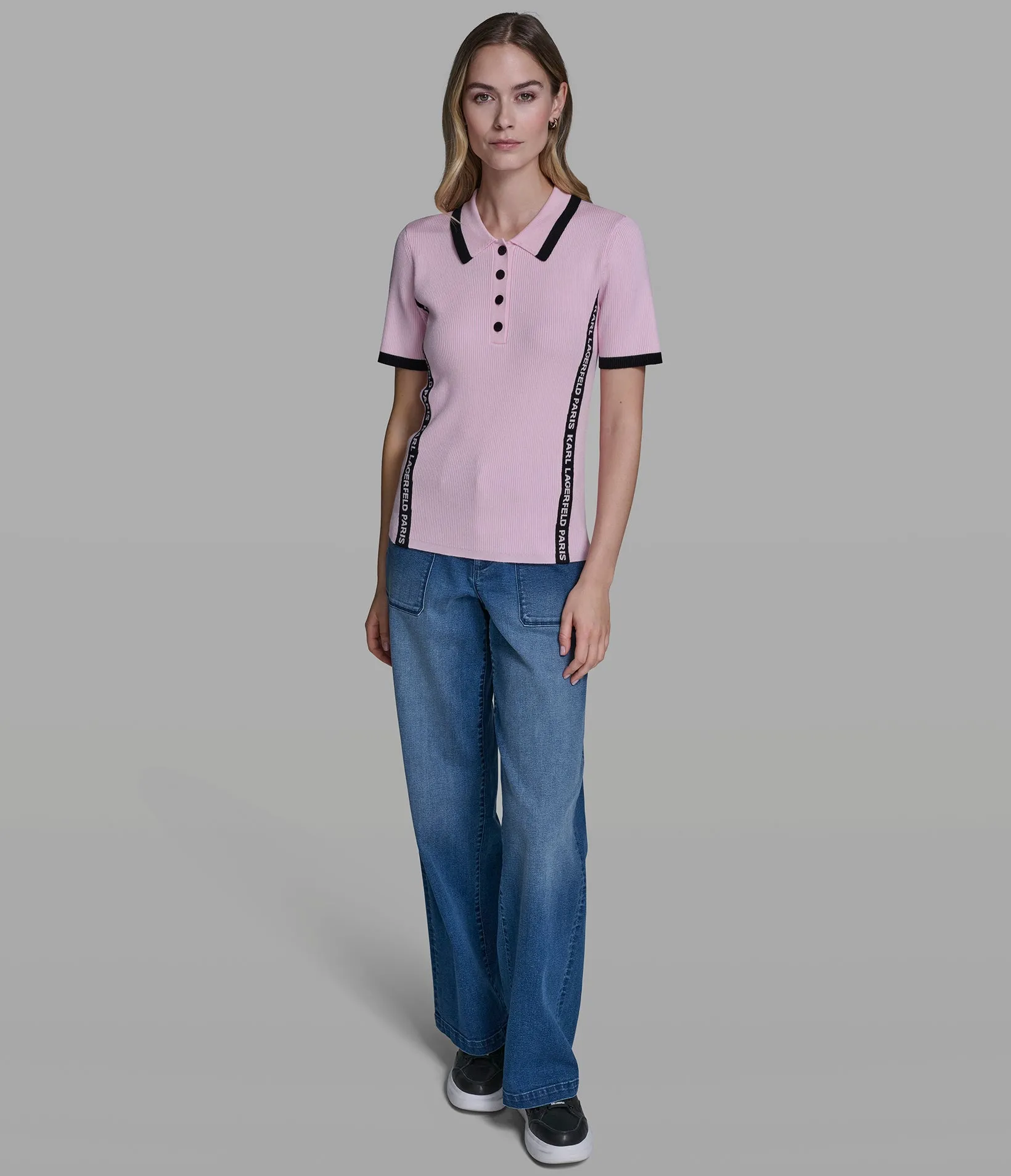 LOGO TRIM POLO SWEATER TEE sold by Karl Lagerfeld Paris product image thumbnail 5