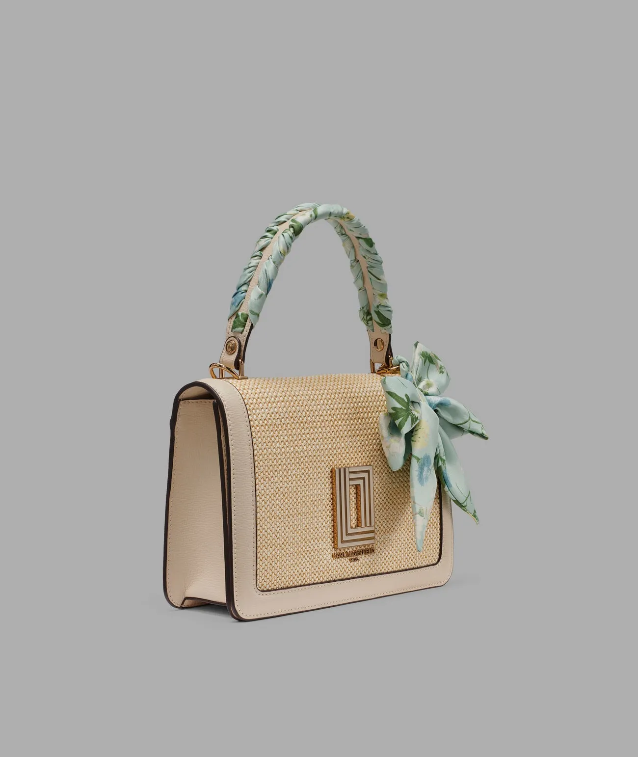 SIMONE RAFFIA SATCHEL WITH FLORAL BOW sold by Karl Lagerfeld Paris product image thumbnail 2