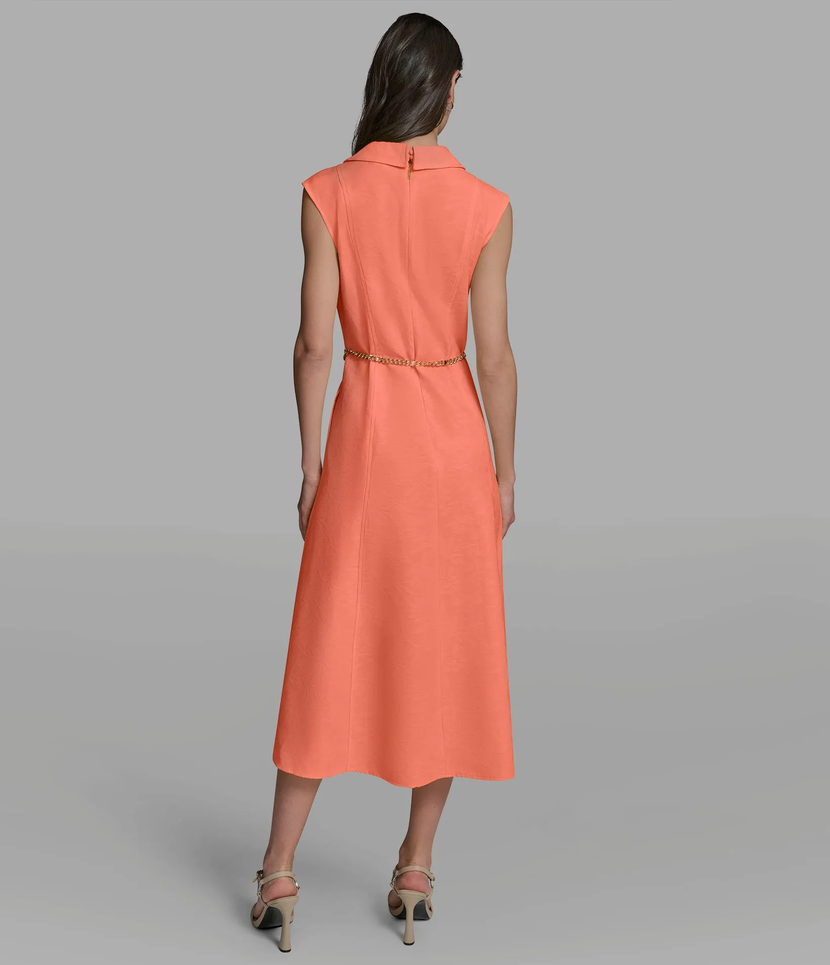 SUBTLE FLORAL MIDI DRESS WITH CHAIN BELT sold by Karl Lagerfeld Paris product image thumbnail 2