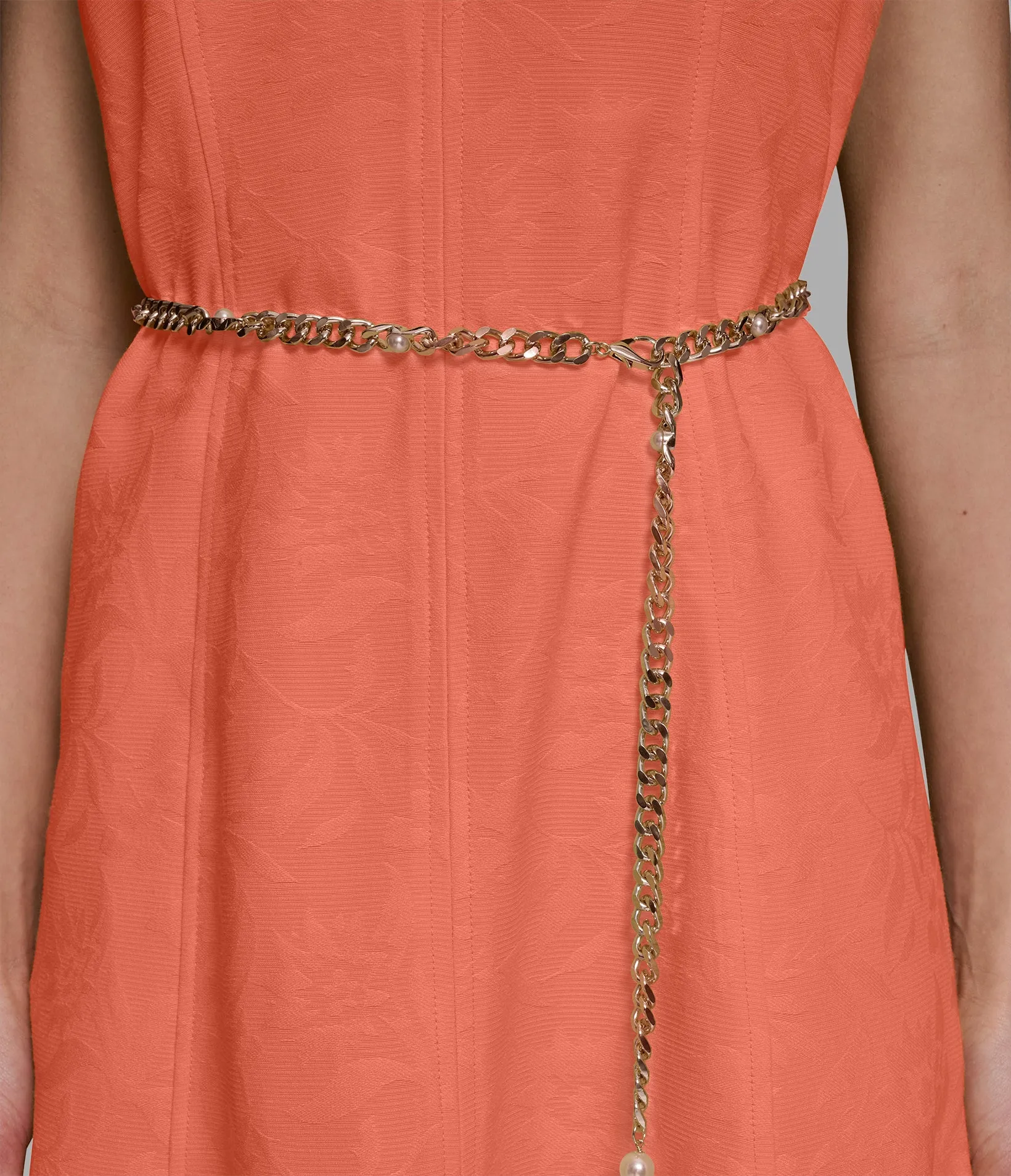 SUBTLE FLORAL MIDI DRESS WITH CHAIN BELT sold by Karl Lagerfeld Paris product image thumbnail 5