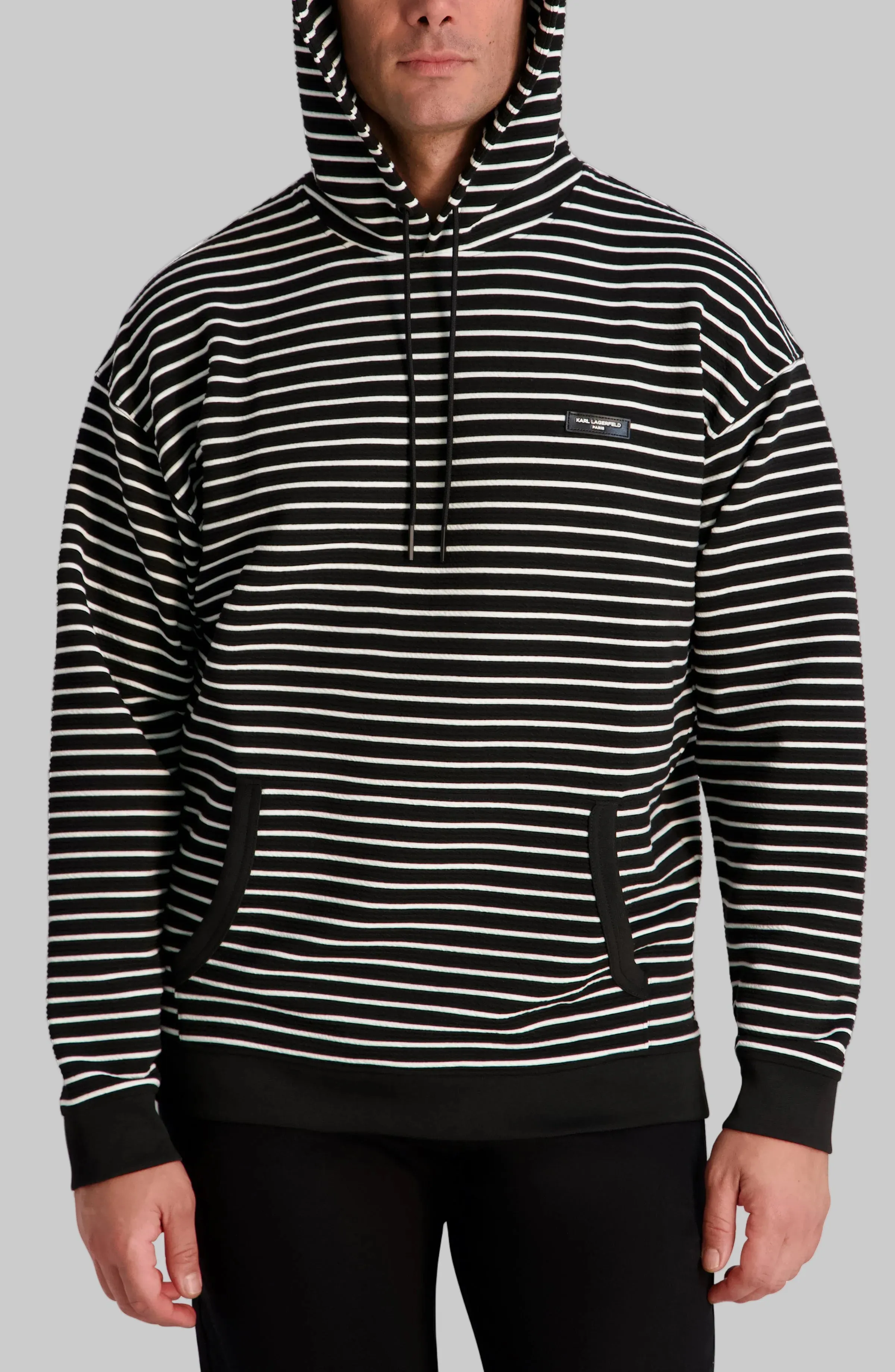 TEXTURED STRIPED HOODIE sold by Karl Lagerfeld Paris product image thumbnail 4