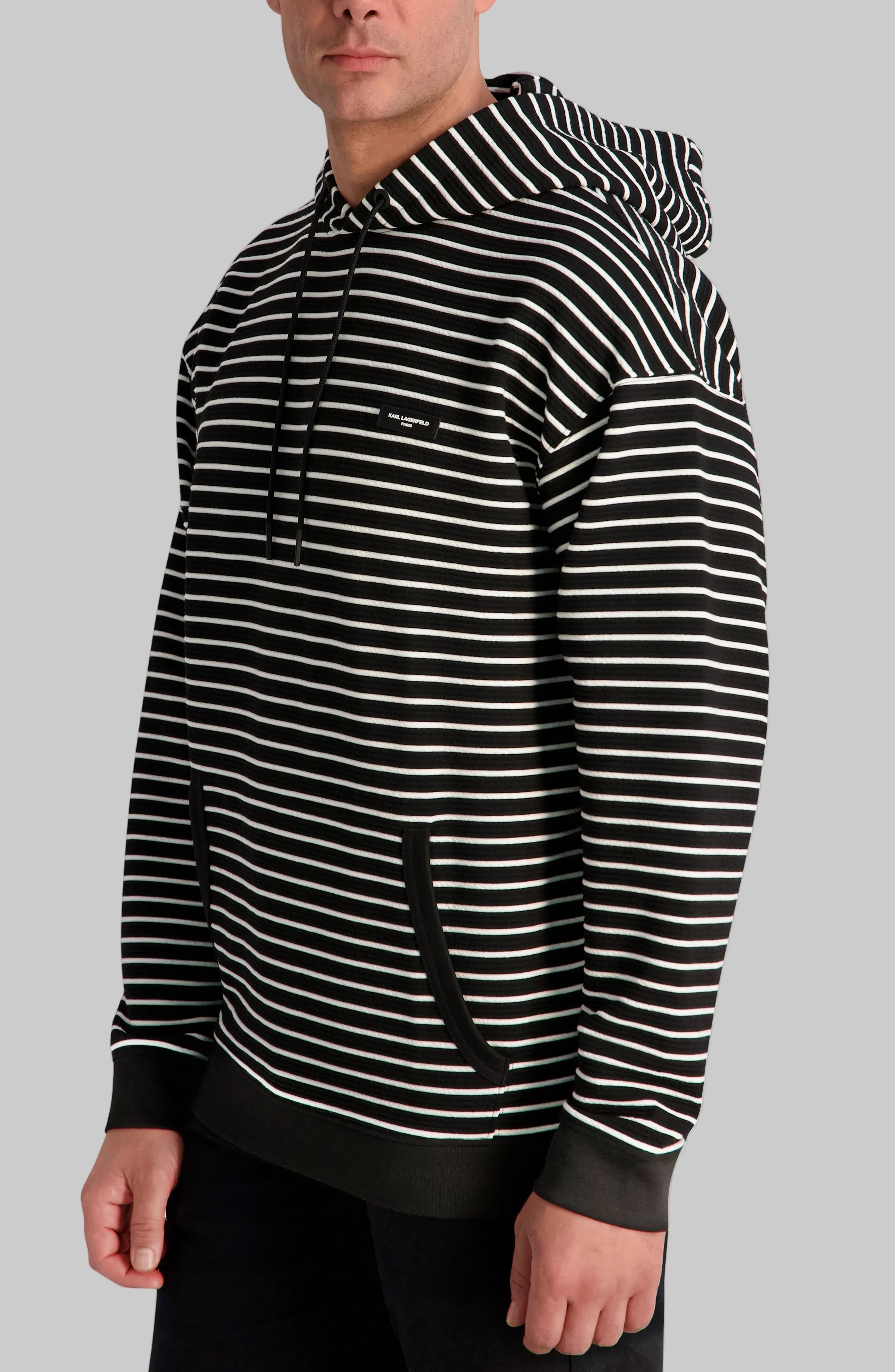 TEXTURED STRIPED HOODIE sold by Karl Lagerfeld Paris product image thumbnail 3
