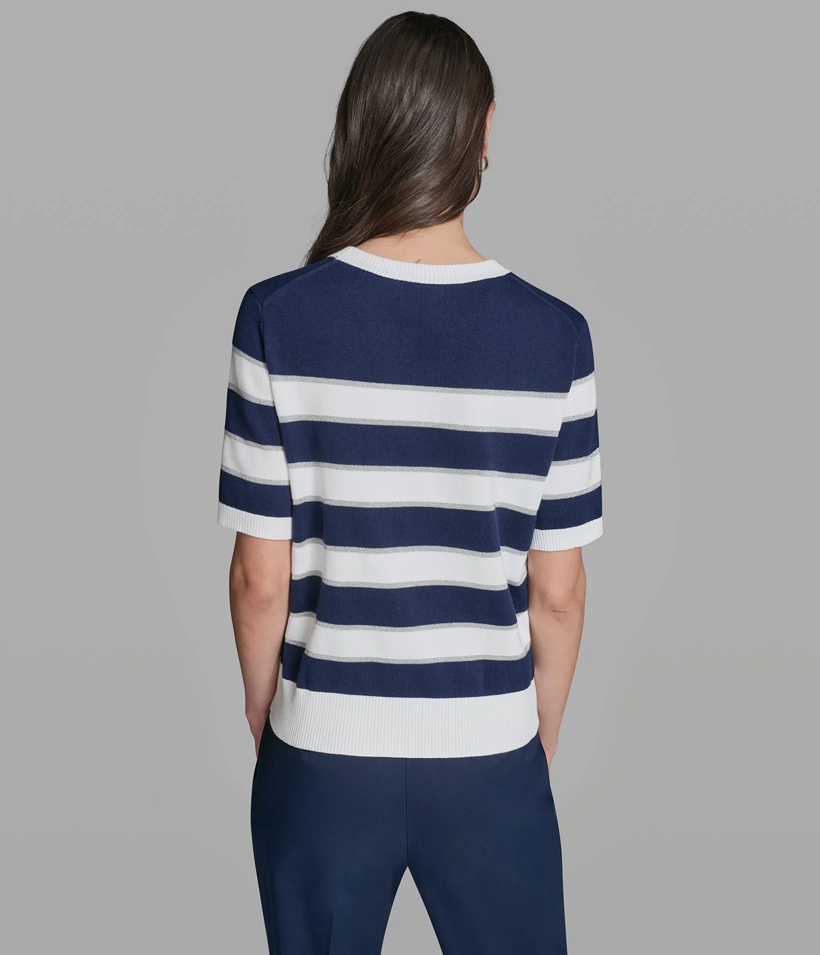 SEQUIN STRIPE KNIT TOP sold by Karl Lagerfeld Paris product image thumbnail 2