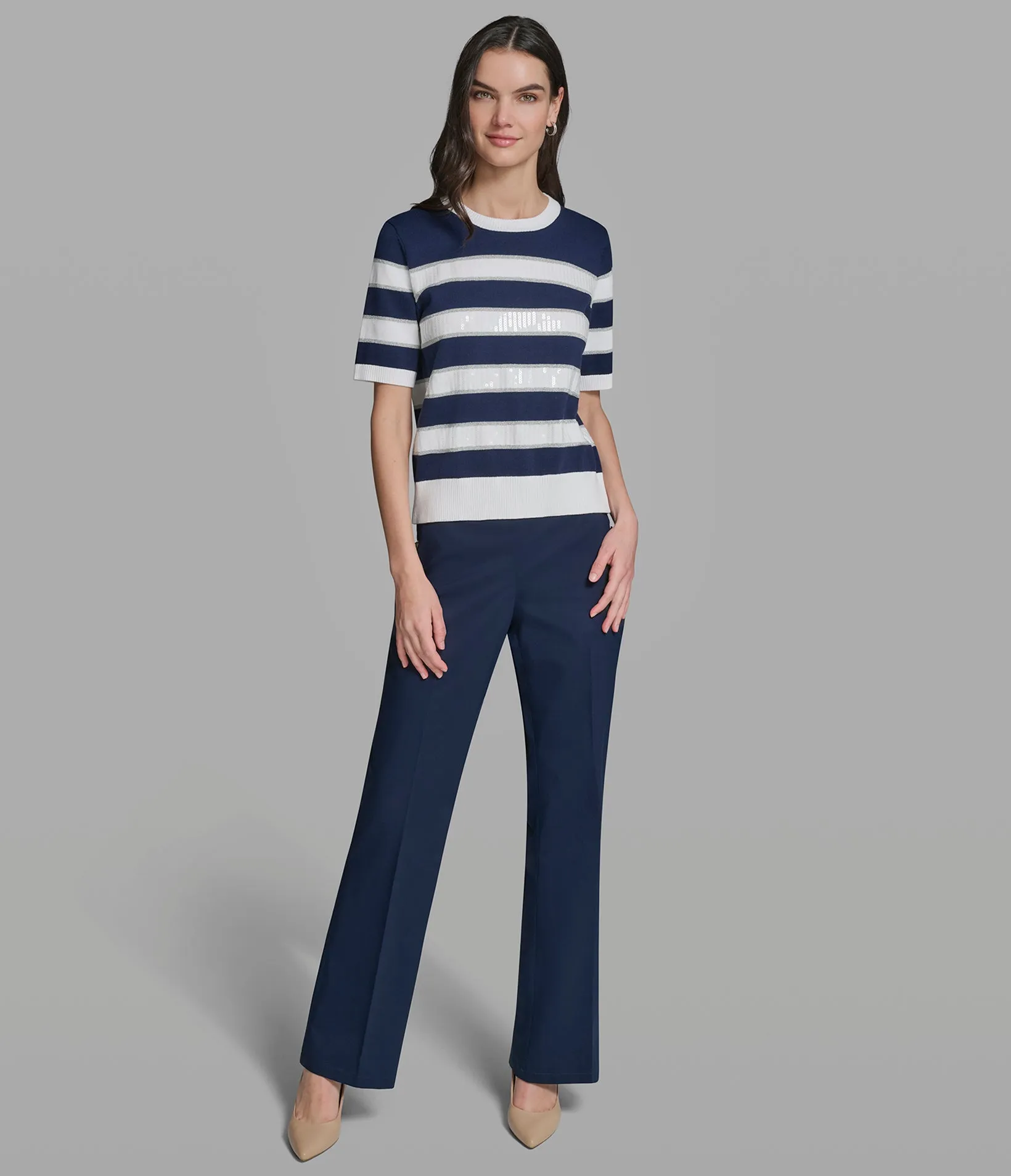 SEQUIN STRIPE KNIT TOP sold by Karl Lagerfeld Paris product image thumbnail 4